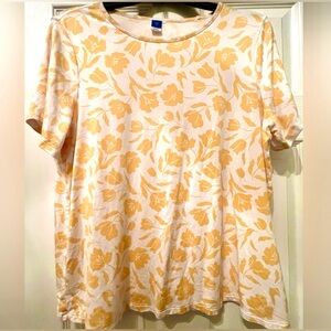 Old Navy Luxe Yellow and White Floral Tee